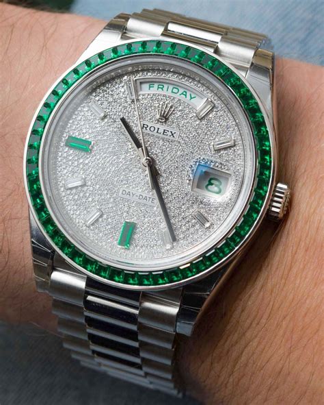 rolex emerald green day date|rolex day date watch.